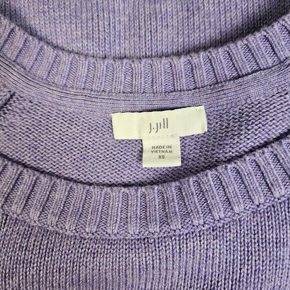 J. Jill Textured-Sides Crew Neck Sweater Purple Womens Size XS Soft Cozy - Picture 4 of 7